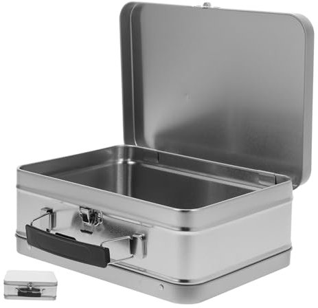 ANDRESLAD Vintage Tin Lunch Box DIY Metal Box for Storage Crafts Metal Lunch Box with Handle and Lid for Food Storage for Snacks and Lunch on The Go