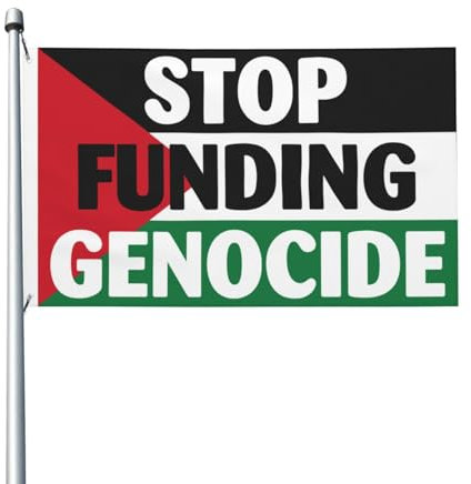 Bandiera Stop Funding Genocide Support Palestine Bandiere Poliestere,Stampa Flag Per Balcone All'Aperto Interno 90X150Cm