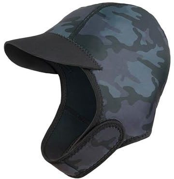 Cuffia da immersione, 2 mm, in neoprene, con sottogola, cappuccio estensibile, in neoprene, per surf, per snorkeling, kayak, vela, canoa, per sport acquatici, da donna, Mimetico, Taglia unica
