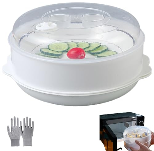 Vaporiera Per Forno A Microonde Con Coperchio E Vassoio, Contenitore Per La Cottura A Vapore Di Grande Capacità, Sterilizzatore Per Microonde Per Riso, Pasta, Ravioli, Cottura (1 layer)