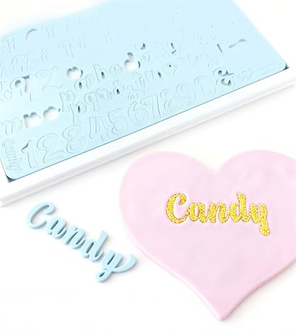 Candy Letter Stamps Set – Medium Cake Decorating Alphabet Stamps with Upper & Lowercase, Numbers & Symbols – Letters for Cake Embossing & Decoration