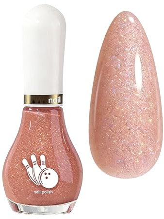 Glitter Nail Varnish - Nude Pink Shimmer Nail Polish - Breathable Nail Varnish - Quick Dry & Long Lasting - No Need UV Polish for Women DIY Nail Art Manicure (Nude, Glitter)