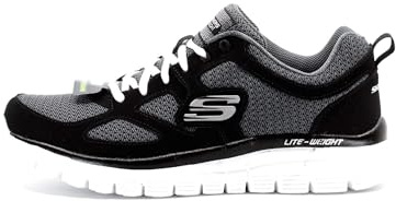 Skechers Herren Sneakers,Sports Shoes, Black Leather/Mesh/White Trim, 40 EU