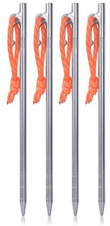 iBasingo Titanlegierung Zelt Pegs Titan Heringe Camping Zelt Stakes Outdoor Markisen Pins Leichte Heavy Duty Zelt Nagel Wandern Backpacking Reisezubehör 4 Stück/Lot 24cm Ti4012PM