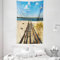 ABAKUHAUS Strand Wandteppich und Tagesdecke, Perdido Beach Long Pier aus Weiches Mikrofaser Stoff Waschbar ohne Verblassen Digitaldruck, 140 x 230 cm, Creme Blau