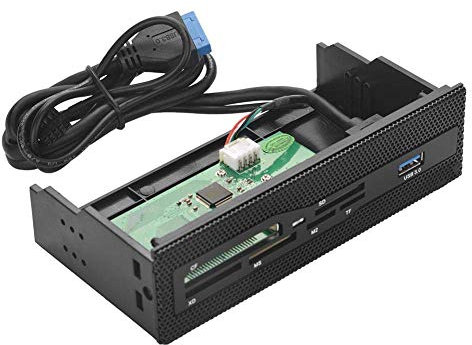 Garsent Lettore di schede Interne da 5,25 Pollici, Multifunzione Lettore di schede Interno Pannello Frontale per PC Pannello Frontale Porta USB 3.0 Supporto per schede M2, MSO, SD, MS, XD e 64G