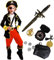 Tacobear Pirate Costume Enfant Déguisement Pirate Accessoires Pirate Cache-Oeil Compass Bourse Boucle d'oreille Or Medasie Enfant Pirate Halloween Costume (XL 10-12 ans)