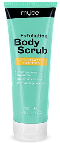 Mylee exfolierendes pflegendes Body-Peeling mit nährhaften natürlichen Algenextrakten, Aloe Vera, tahitischem Monoi – verhindert eingewachsene Haare & Rasierstellen – vor dem Tannen und Wachsen