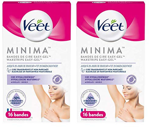 Veet Minima Kaltwachsstreifen – weiches Wachs, hypoallergen, Achseln (2 Stück)