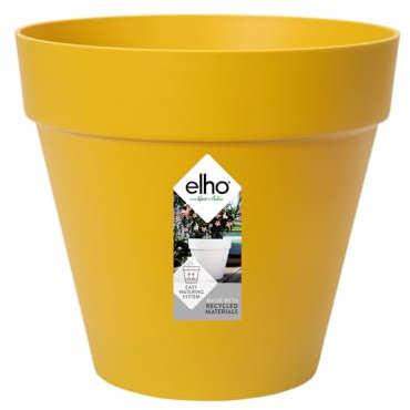 Elho Loft Urban Round 20 - Vasi per Piante da Esterno - Ø 19.3 x H 17.5 cm - Giallo/Ochre