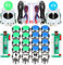 Fosiya 2 Giocatori Arcade Joystick LED Chrome Pulsanti per PC MAME Raspberry Pi Videogiochi Arcade Cabinet Parts (Blu Verde)