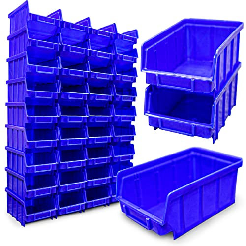 80x Stapelboxen Blau Größe 2 stapelbar blaue Sichtbox (LxBxH) 175x103x76mm Regalbox Lagerbox Sichtlagerkästen Stapelkästen
