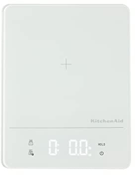 KitchenAid KQ913 Balance numérique étanche IPx7 pour cuisine et nourriture, lecture LED, capacité maximale de 5 kg, blanc