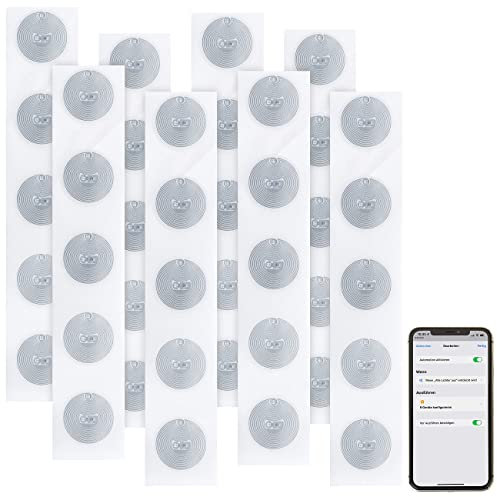 Callstel NFC Schlüsselanhänger: 40er-Set NFC-Tag-Sticker, kompatibel mit iOS & Android, 504 Byte (NFC-Tag-Schlüsselanhänger, NFC-Universal-Tag, Smartphone)