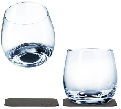 silwy® Magnetgläser, feine Kristallgläser mit perfekt integrierten Magneten und metallischen Nano-Gel-Untersetzern (Whisky // 0,25 Liter)