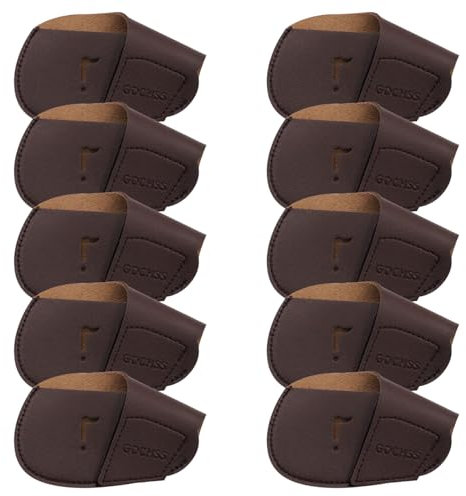 GOCHSS I Golf Iron Headcovers 10pcs PU Fit Both Right-Handed Clubs Golf Club Protector for Titleist Callaway Ping Taylormade Fit More Brands Golf Iron.（Brown）