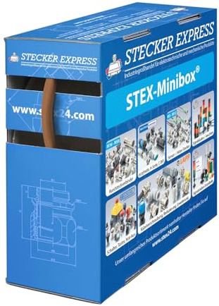 STEX24 Schrumpfschlauch 2:1, Minibox mit 13,5m, braun 6,4/3,2mm, 1/4 Zoll, WSB2 Schrumpftemperatur mind. 70°C, vollständig bei mind. 100°C - 1 Stück