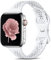 Dirrelo Silm Lace Straps Compatible with Apple Watch Strap 38mm 40mm 41mm, Soft Silicone Hollow-Out Elegant Breathable Strap for iWatch Series SE 8 7 6 5 4 3 2 1 for Women Girls, White