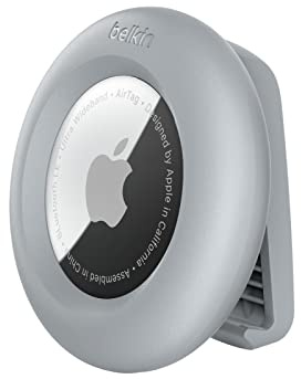 AirTag Custodia con clip, custodia protettiva per portachiavi, per Air Tag con accessorio resistente ai graffi, grigio chiaro