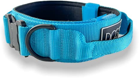 Dog’s Secret Hundehalsband Breit mit Griff für große Hunde M 38 – 47 cm verstellbare Länge, 5 cm breit - breites und besonders Robustes Trainingshalsband aus Nylon