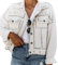 PUWEI Elegante Jeansjacke mit Nieten, für Damen, Western-Look, gewaschener Crop-Jeansmantel, Weiß, Large