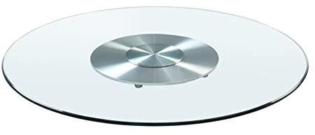 LIGUOYI Plateau Verre Rond, Clair Dessus De Table Ronde Verre Trempé with 8mm Bords Polis, Dessus De Table en Verre Plateau pour Table De Salon, Roulements Silencieux, Stabiliser Pas Incliné