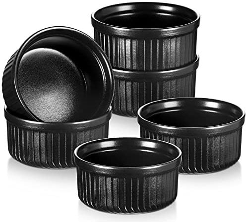 vancasso, Lot de 6 ramequins classiques en céramique de 11 cm pour gâteaux, brownies, mousses, puddings Plat de service polyvalent pour olives, noix, sauces, 290 ml
