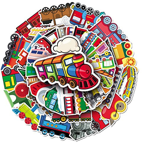 Cartoon Train Stickers for Kids Boys Teens Girls, Waterproof Vinyl Stickers for Laptop Phone Water Bottle Luggage Flasks Bike Cup Tablet Computer Car Notebook Scrapbook,Trendy Decals Pack[Train-50Pcs]