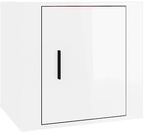 vidaXL Table de Chevet Table de Nuit Armoire de Chevet Armoire de Lit Meuble de Chambre à Coucher Maison Intérieur Blanc Brillant 50x39x47 cm