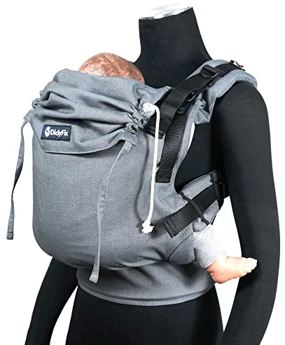 Didymos DidyFix Babytrage - Fullbuckle Tragehilfe in Graphit - für Neugeborene ab Geburt von 50-86 cm - ergonomische Sitzhaltung - Bauchtrage - Hüfttrage - Rückentrage