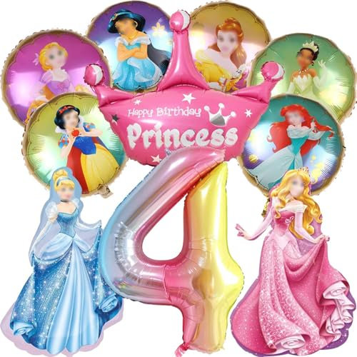 Prinzessin Geburtstag Deko 4 Jahre, Geburtstagsdeko Mädchen 4 Jahre Prinzessin, Prinzessin Luftballons Geburtstag 4, Prinzessin Geburtstag Deko, Folienballon Prinzessin Geburtstag