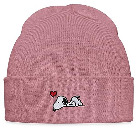 Spreadshirt Peanuts Snoopy Liebe Herz Love Stick Wintermütze, One Size, Rosa