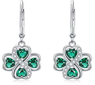 YFN Klee Ohrringe Sterling Silber Vierblättrige grüne Klee Ohrringe Irischer Schmuck Geschenke für Frauen Mädchen Kleeblatt Ohrringe St Patricks Day Geschenke