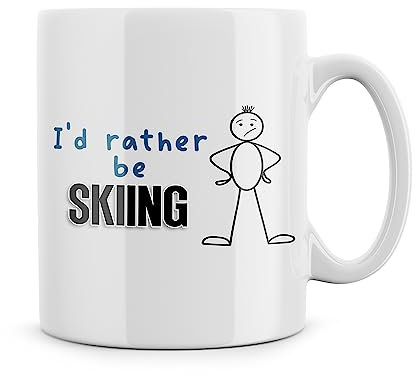 Rib ticklerz - Funny Mugs I'd Rather Be Skiing Mug Present Father's Day Dad Boyfriend Uncle Brother Man Gift Funny Snow Ski for Him Birthday Christmas Cups - MG376
