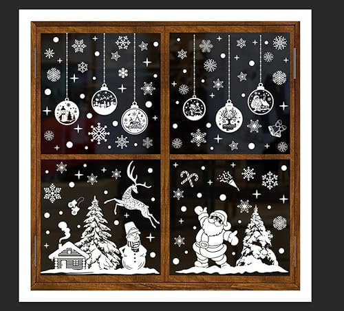 380 Fensterbilder Weihnachten,193 Fensterbilder Fensterbilder Weihnachten Selbstklebend,Weihnachten PVC Schneeflocken enstersticker Weihnachten