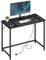 VASAGLE Computer Desk with LED Lights and Built-In Power Outlets, Gaming Desk, Office Desk, 50 x 100 x 76 cm, Space-Saving, for Study, Home Office, Bedroom, Ebony Black and Ink Black LWD141B92