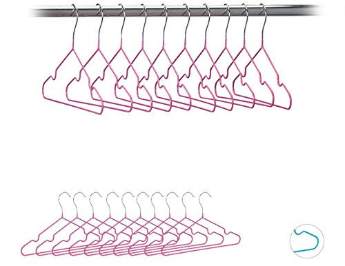 Relaxdays 20 x Kinderkleiderbügel im Set, platzsparende Drahtbügel, Babybügel mit Kerben, PVC-beschichtet, 30 cm, pink