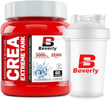 Beverly CREA EXTREME 100% Creatina Monohidrato | 300 gr - 100 Servicios de 3 gr | Sin sabor | Vegan | Sin gluten