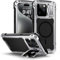 Lanhiem Magnetic Case for iPhone 15 Pro Max, Tempered Glass Screen Protector, Heavy Duty Shockproof Cover, Metal Tough Case (Silver)