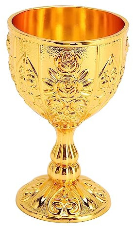 Calice da Vino in Metallo Goffrato, 30ml/1oz Calice Artigianato Artistico con Vintage Fiore in Rilievo per Matrimoni, Bar di Casa(Oro)