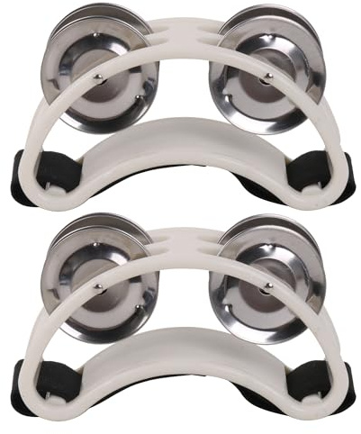 Yibuy Lot de 2 tambourins avec cloche en métal en acier inoxydable pour batterie