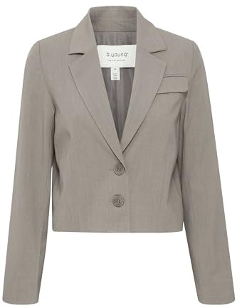 b.young BYDANTA SH Blazer 4 Damen Blazer Jackenblazer glattes Futter Reverskragen 64% Polyester, 32% Viskose, 4% Elasthan Loose fit, Größe:46, Farbe:Light Grey Melange (200454)