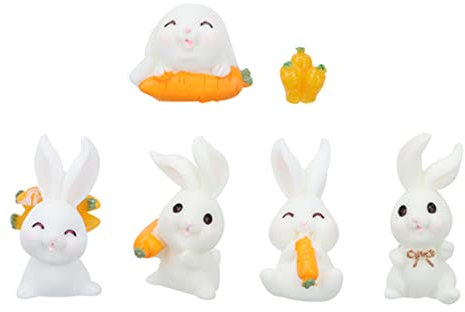 Sosoport 6st Mikro-landschaftskaninchen Mini-pflanztöpfe Tiere Aus Glas Kaninchenfiguren Häschen Miniatur Minitöpfe Für Pflanzen Minikorb Autoverkleidung Hase Harz Requisiten Ländlich