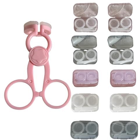 WPCSM Contact Lenses Applicator(Pink), Contact Lens Cases, Contact Lens Applicator, Soft Hard Contact Lens Inserter Remover for Travel, Outdoor Activity, 10Pcs Contact Lens Case(Mixed Colors)