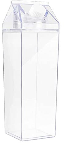 Bouteille d'eau de carton de lait, bouteille de lait carré transparent, 1000 ml en plastique Bouteille d'eau transparente Bouteille de carton de lait à l'épreuve du lait pour le camping sportif extér