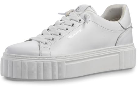 Tamaris Damen Sneaker bequem; White, EU 39, elastische Senkel