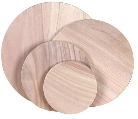 HSTWODE Holzscheibe rund, Naturholz Baumscheiben(Optionale Dicke) Für dekorative Gestaltungen, Lebensmittelschalen, bemalte Baumschalen, Bastelarbeiten (5 Stück Durchmesser 25cm*1cm dick)