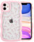 QLTYPRI Compatible with iPhone 11 Case, Cute Curly Wave Frame Clear Case for Girls Women, Flower Clear TPU Bumper Slim Soft Silicone Shockproof Protective Phone Cover for iPhone 11-Pink Floral