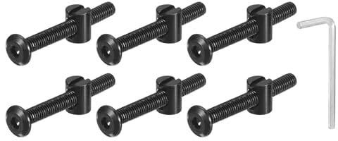 sourcing map 10Pcs Hex Socket Head Screws Bolts Barrel Nuts, M6 x 55mm Socket Furniture Bed Bolt Barrel Nuts with Wrench for Chairs Cots, Black