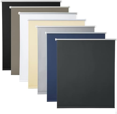 WOLTU Verdunkelungsrollo ohne Bohren, Thermo Verdunkelungsrollo mit Kette, Sichtschutz, für Türen und Fenster, 100 x 130 cm, Anthrazit
